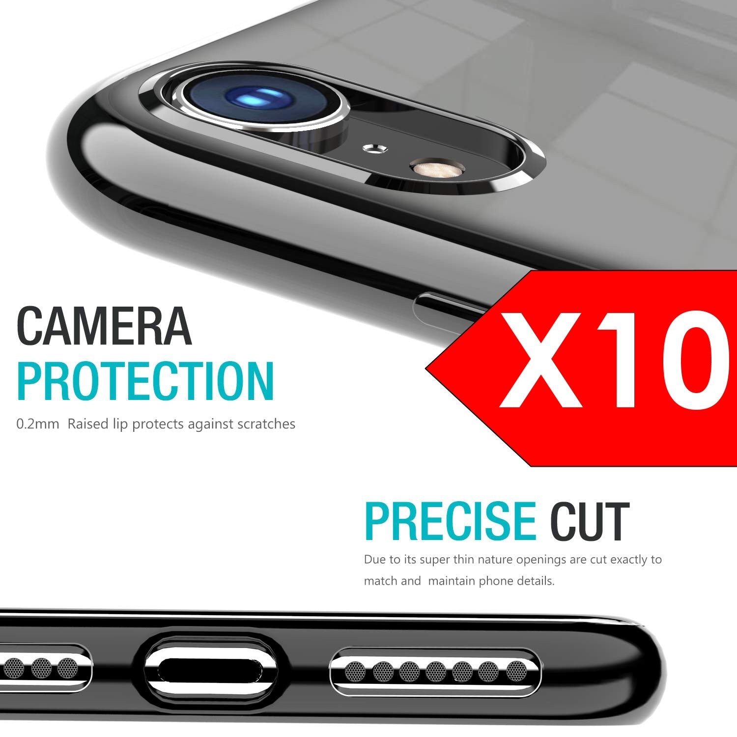 Cases For iPhone X Xs Bulk Pack of 10 X Clear Silicone With Black Edge Case Cover FoneFunShop   