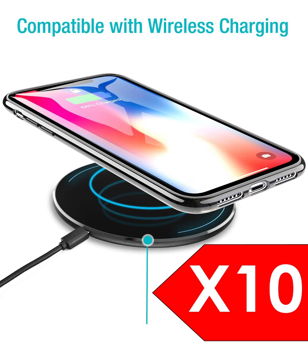 Cases For iPhone X Xs Bulk Pack of 10 X Clear Silicone With Black Edge Case Cover FoneFunShop   