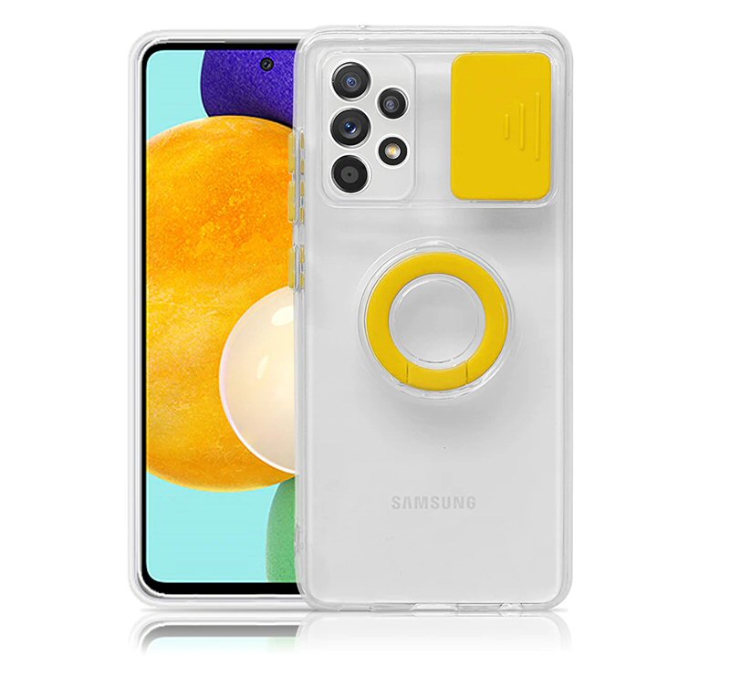 Case For Samsung A22 A226B 5G Yellow With Camera Protection Hand Ring Case Cover FoneFunShop   