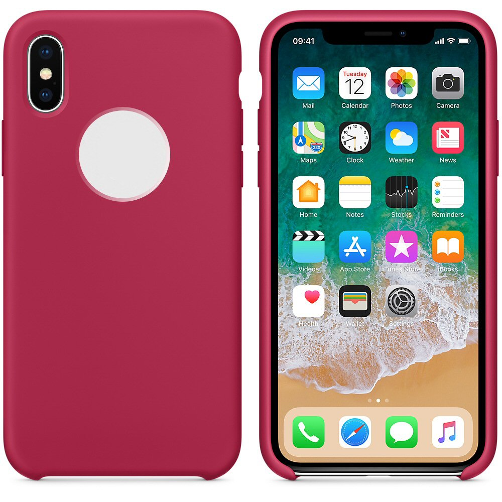 Case For iPhone X Smooth Liquid Silicone Rose Red Case Cover FoneFunShop   