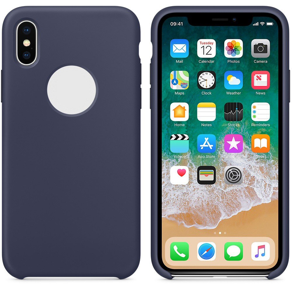 Case For iPhone X Smooth Liquid Silicone Midnight Blue Case Cover FoneFunShop   