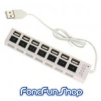 USB Hub 7 Ports With Individual On/Off Switches in White  FoneFunShop   