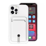 Silicone Card Holder Protection Case For iPhone 15 Pro in White