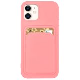 Case For iPhone 12 12 Pro With Silicone Card Holder Pink