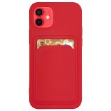 Case For iPhone 12 12 Pro With Silicone Card Holder Red