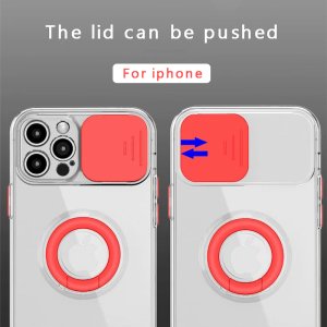 Soft TPU Phone Case For iPhone 12 Pro in Pink With Camera Lens Protection Cover and Hand Ring