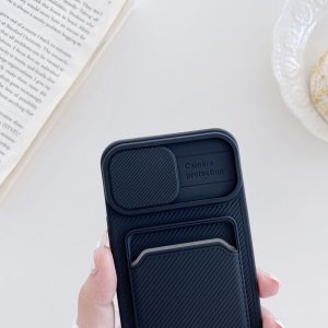 Case For iPhone 11 Pro in Cyan Ultra thin Case with Card slot Camera shutter