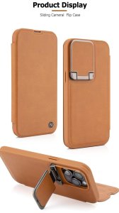 Leather Flip Case with Stand and Camera Protection For iPhone 15 in Blue