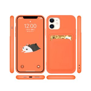 Case For iPhone 11 With Silicone Card Holder Pink